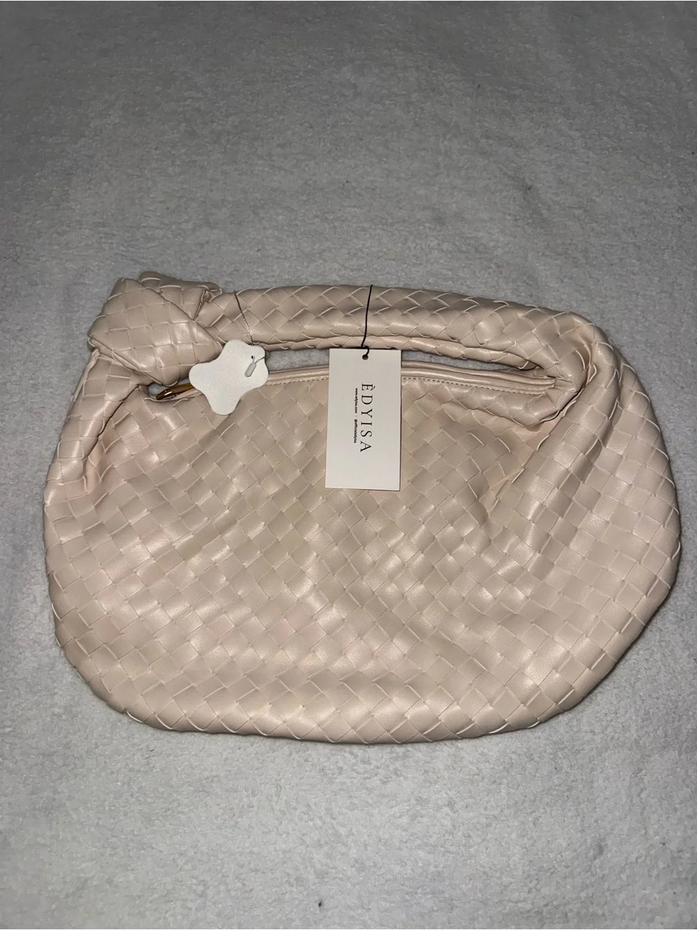 Off-the-Shoulder Ribbed Sweater in Light Beige
